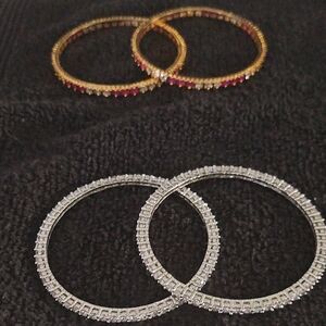 Elegant Gold and Silver Bangles Set. Fashion Bangles For Petite Wrists